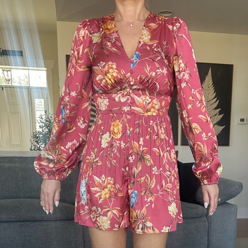 Express Floral Pink Long Sleeve Romper